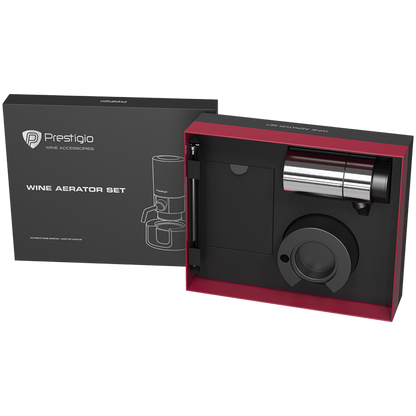 Aerator do wina PRESTIGIO, zestaw, srebrny