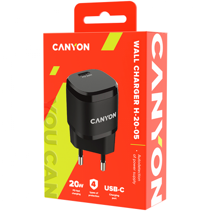 Ładowarka PD 20W USB-C do telefonu przenośna Canyon H-20-05 czarna