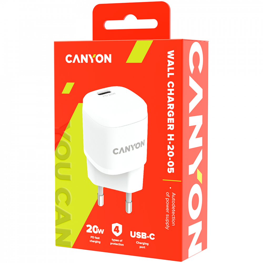 Canyon H-20-05 20W PD USB-C Netzladegerät für Handy, weiß