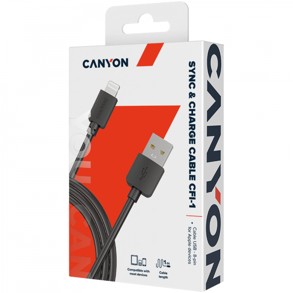 USB auf Lightning Kabel 5W 1m Canyon CFI 1 schwarz