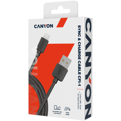 USB auf Lightning Kabel 5W 1m Canyon CFI 1 schwarz