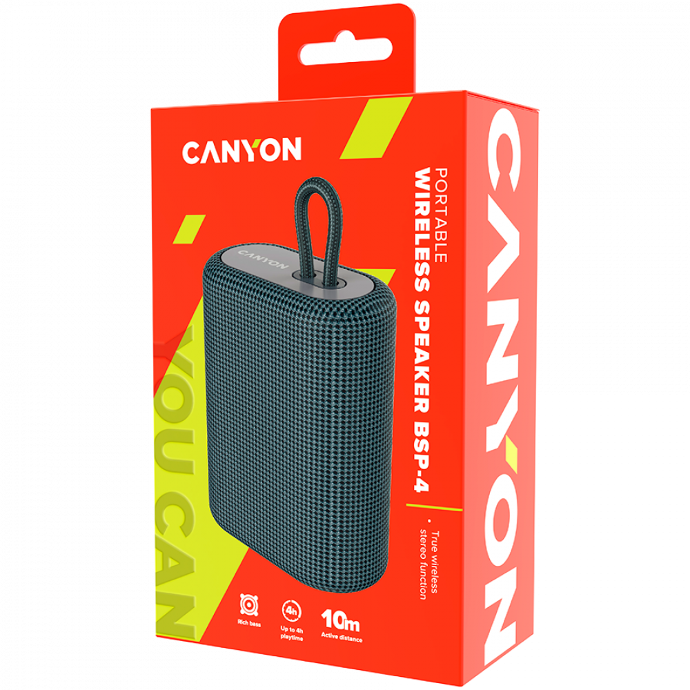 Głośnik Bluetooth przenośny 5W radio FM Canyon BSP-4 szary