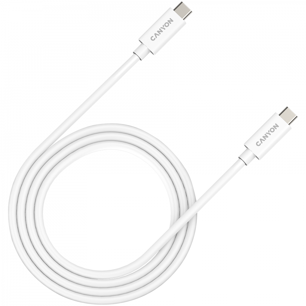 Kabel USB C do USB C 240W 40Gbps 4K 1m Canyon UC 44 biały