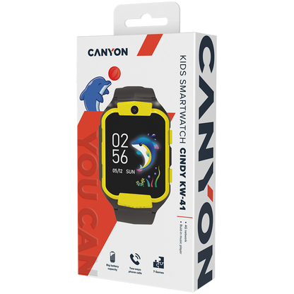 Smartwatch 4G für Kinder mit Kamera und Musik Canyon KW 41 Gelb Schwarz