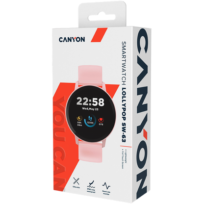 Smartwatch Lollypop mit Gesundheitsfunktionen Canyon SW-63 Pink