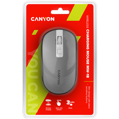 Canyon MW-18 Ergonomic Rechargeable Wireless Mouse Dark Grey