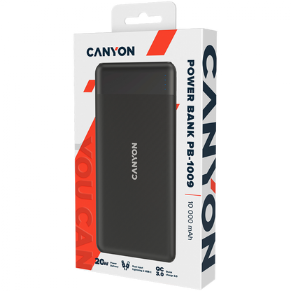 Powerbank 10000 mAh PD 18W QC 3.0 20W Canyon PB 109 schwarz