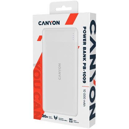 Powerbank 10000 mAh PD 18W QC 3.0 20W Canyon PB-109 biały