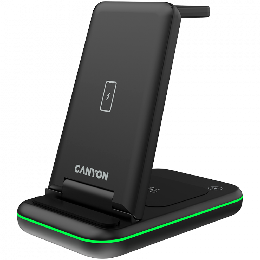 Ładowarka bezprzewodowa 15W 3w1 Canyon WS-304 czarna