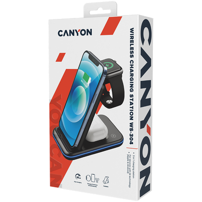 Ładowarka bezprzewodowa 15W 3w1 Canyon WS-304 czarna