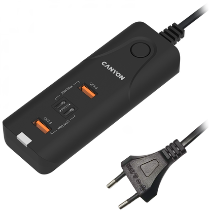 20W PD QC3.0 2×USB-A 2×USB-C Canyon H-10 Netzladegerät, schwarz
