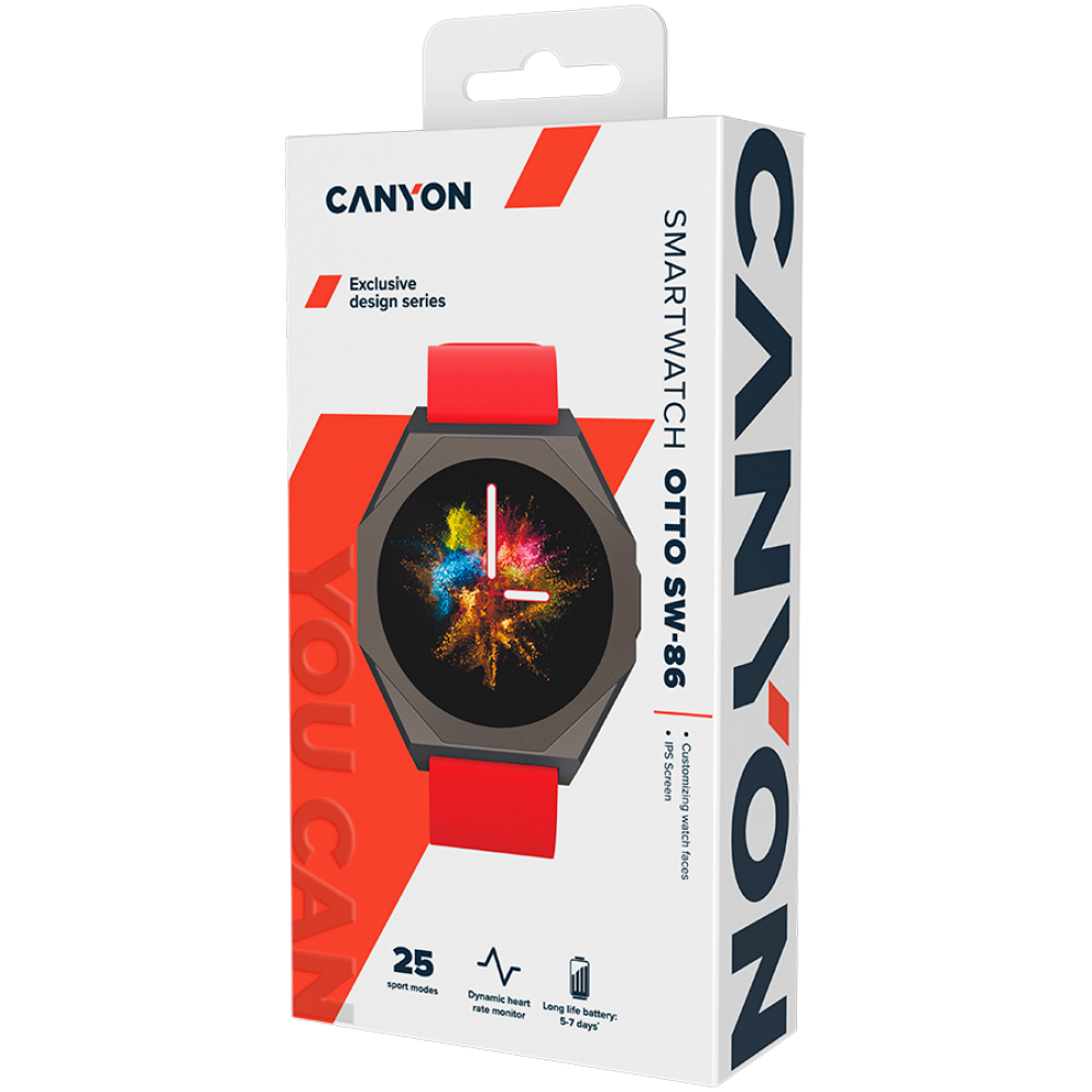 Smartwatch Canyon SW-86 with health features red