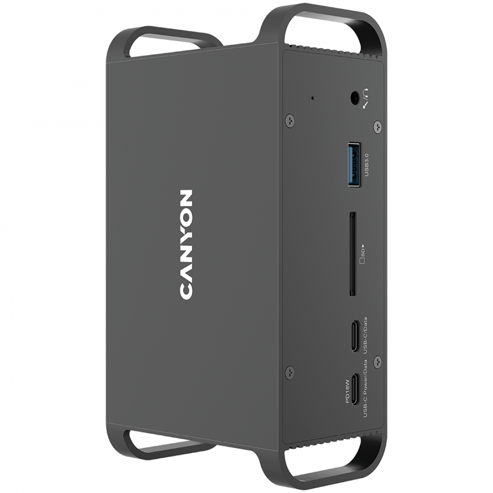 Hub USB C 14 w 1 przenośny Canyon DS 95 szary