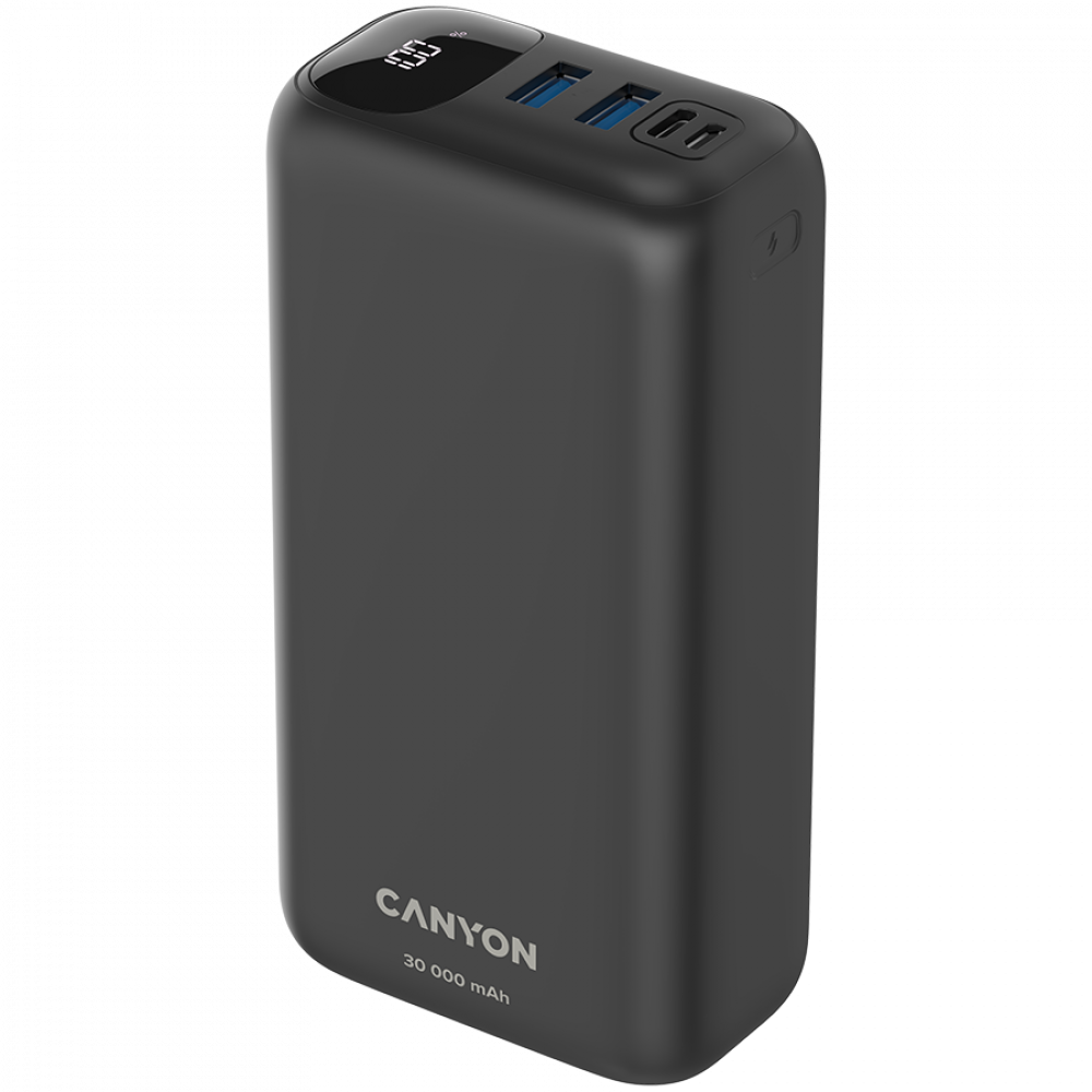 Powerbank 30000 mAh PD 20W QC 3.0 LED Canyon PB 301 schwarz