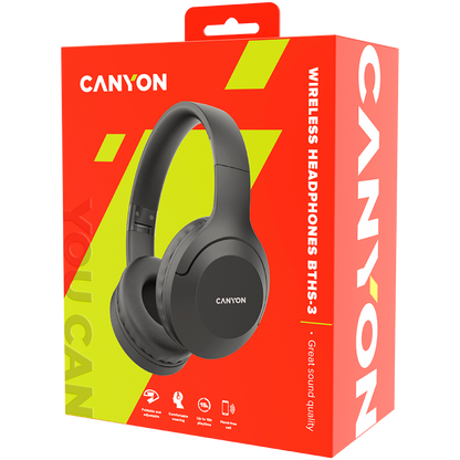 Słuchawki nauszne bezprzewodowe Bluetooth Canyon BTHS 3 ciemnoszare