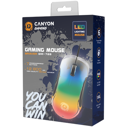Canyon GM 728 LED Wired Gaming Mouse, 7 Buttons, Black