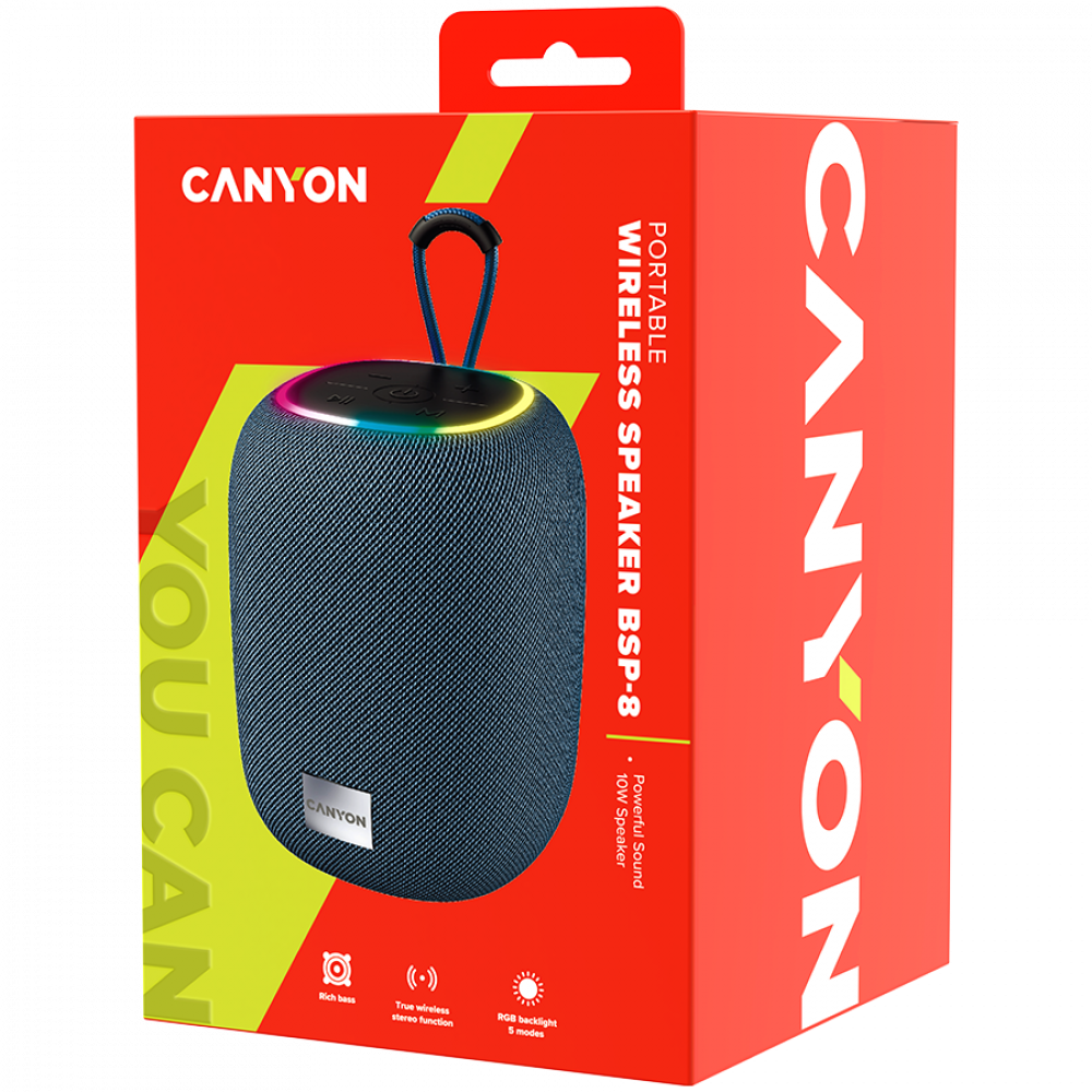 Głośnik Bluetooth 10W przenośny Canyon BSP-8 szary