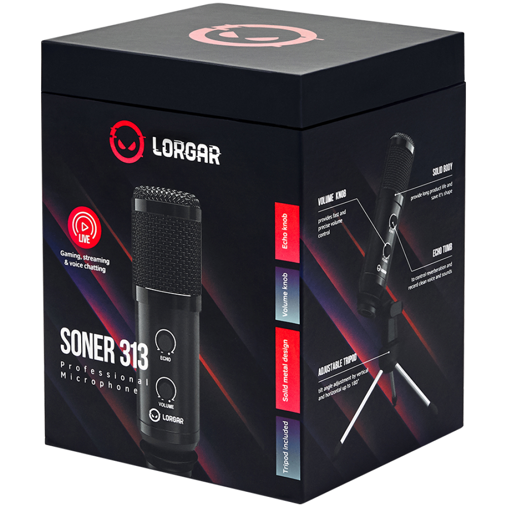 Kabelgebundenes Gaming-Mikrofon Lorgar Soner 313 schwarz