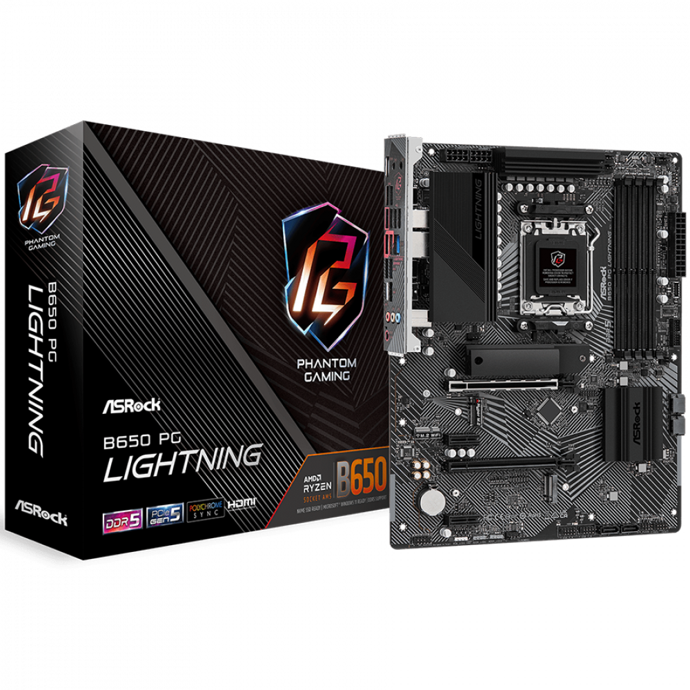 ASROCK B650 PG Lightning Mainboard für AMD Ryzen 7000 DDR5 6400 MHz ATX