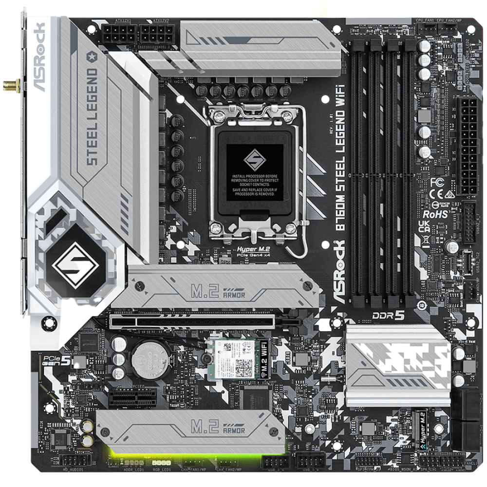 ASROCK B760M Steel Legend WiFi Micro ATX DDR5 4800 MHz Motherboard