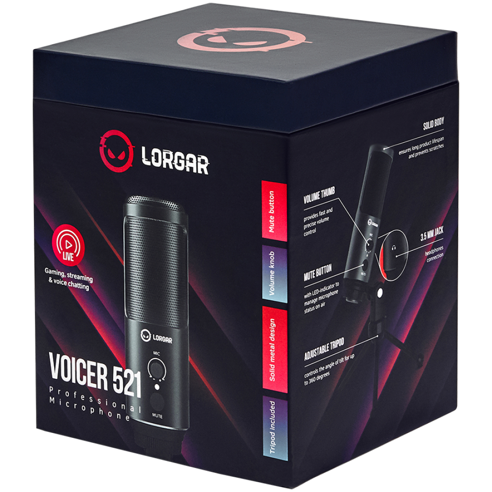 Lorgar Voicer 521 USB-Gaming-Mikrofon schwarz