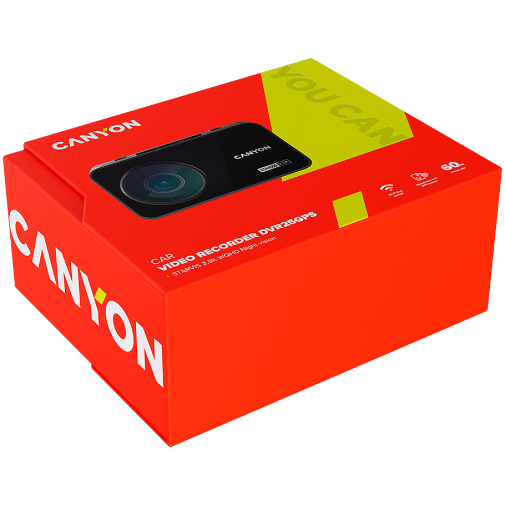 DVR 2.5K 1440p Wi-Fi GPS Dashcam Canyon DVR25GPS schwarz
