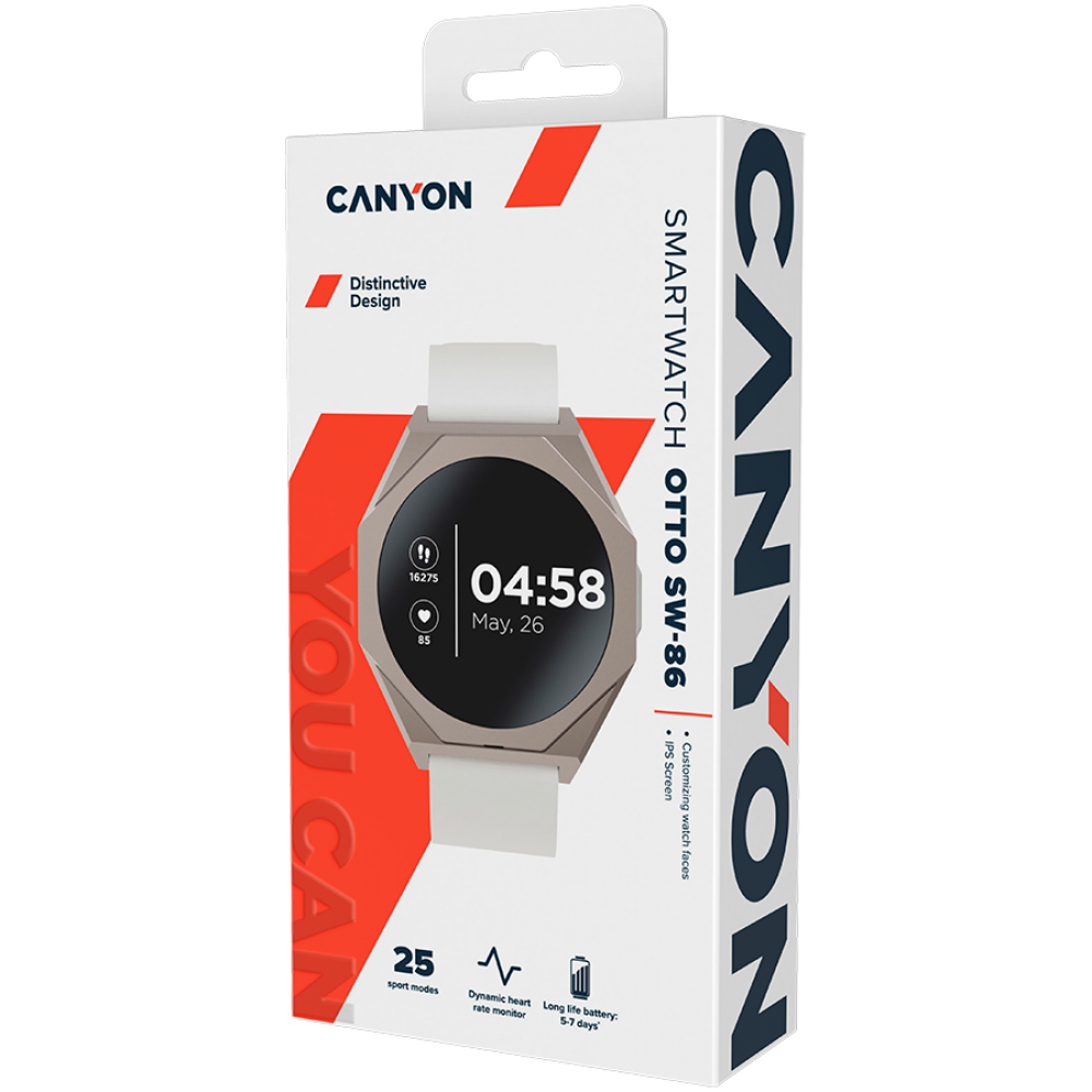 Smartwatch Canyon SW-86, silber, mit Sportfunktionen