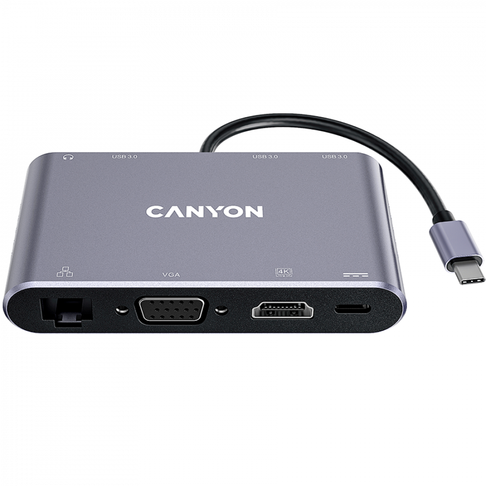 Canyon DS-14 Grey 8-in-1 4K USB-C Portable Hub