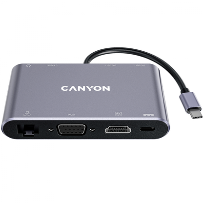 Canyon DS-14 Grey 8-in-1 4K USB-C Portable Hub