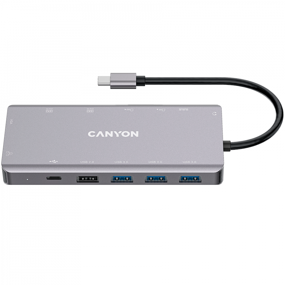 Hub 13 w 1 4K USB-C przenośny Canyon DS-12 szary