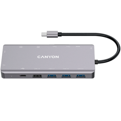 Hub 13 w 1 4K USB-C przenośny Canyon DS-12 szary