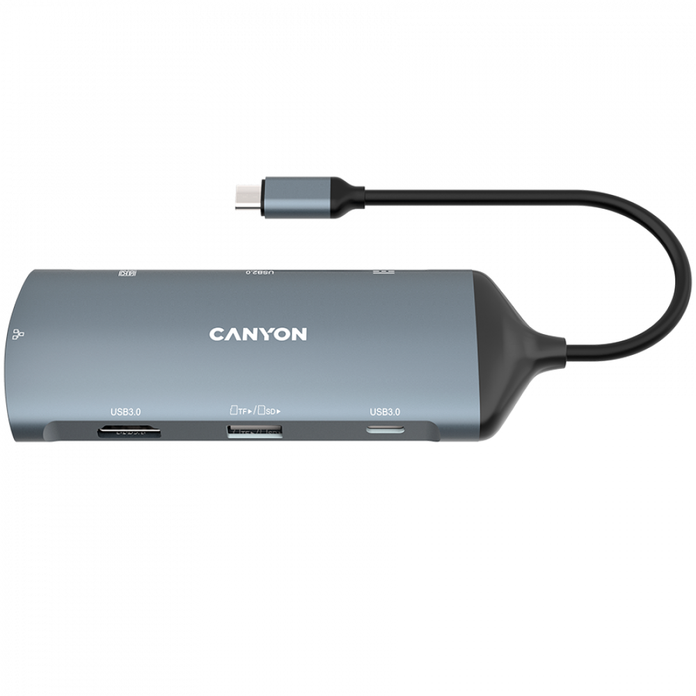 Hub 8 w 1 4K USB-C stacja dokująca Canyon DS-15 szary