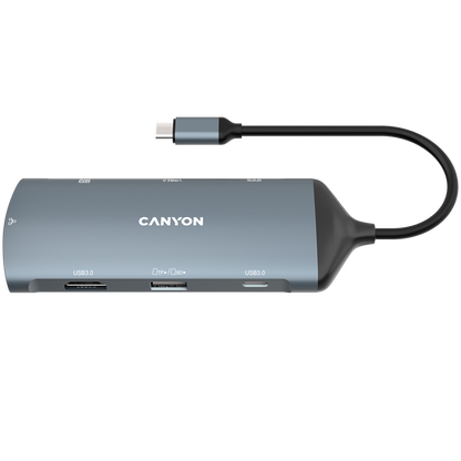 Hub 8 w 1 4K USB-C stacja dokująca Canyon DS-15 szary