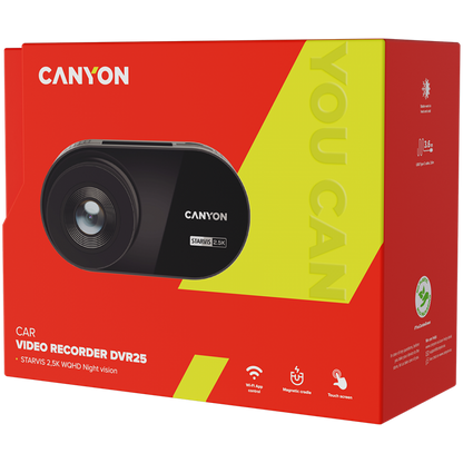 Wideorejestrator DVR 2.5K 1440p Wi-Fi Canyon DVR25 czarny