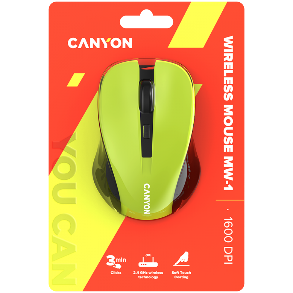 Kabellose, ergonomische Maus Canyon MW-1 gelb