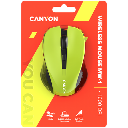 Kabellose, ergonomische Maus Canyon MW-1 gelb