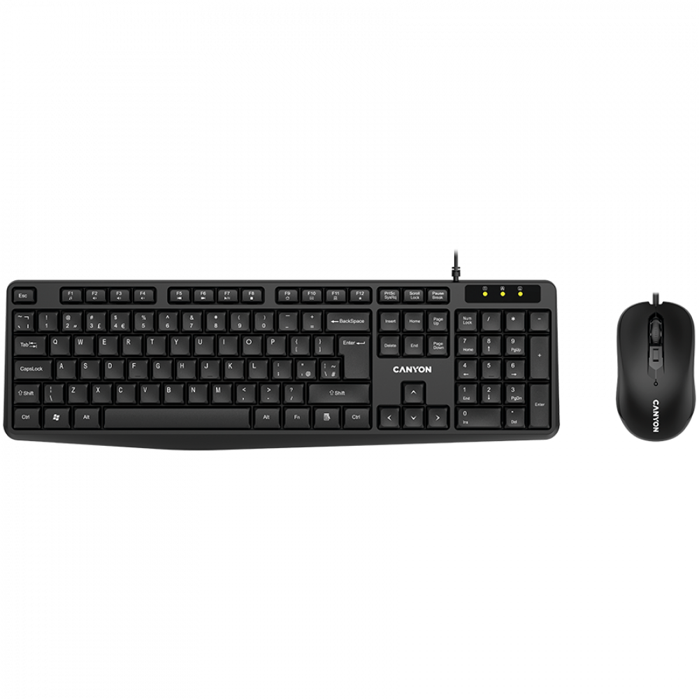 Canyon SET 1 Wired Keyboard and Mouse Set, Black
