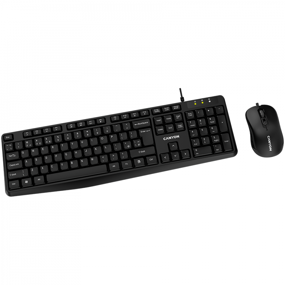 Canyon SET 1 Wired Keyboard and Mouse Set, Black