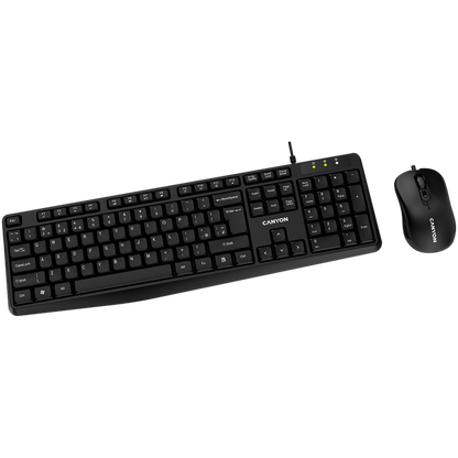 Canyon SET 1 Wired Keyboard and Mouse Set, Black