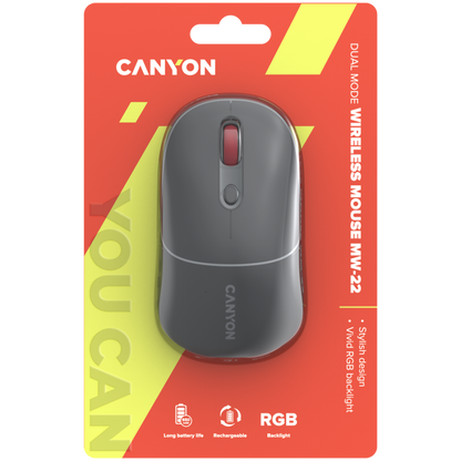 Mysz bezprzewodowa 2w1 RGB Canyon MW 22 szara