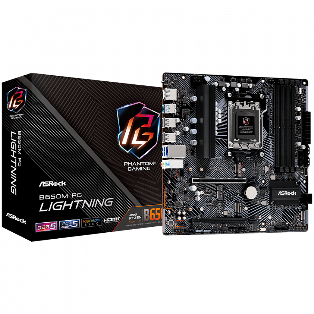 ASROCK B650M PG Lightning AMD B650 Micro ATX 7200 MHz Mainboard