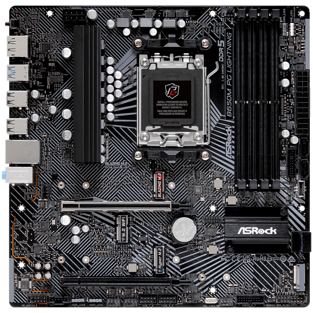 ASROCK B650M PG Lightning AMD B650 Micro ATX 7200 MHz Mainboard