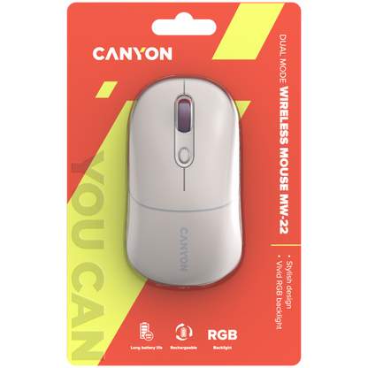 Kabellose 2-in-1-RGB-Ergonomie-Maus Canyon MW-22 beige