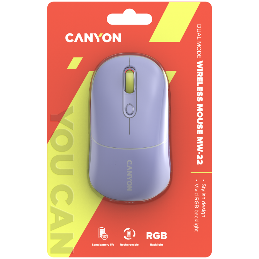 Drahtlose 2-in-1-RGB-Maus Canyon MW 22 lila