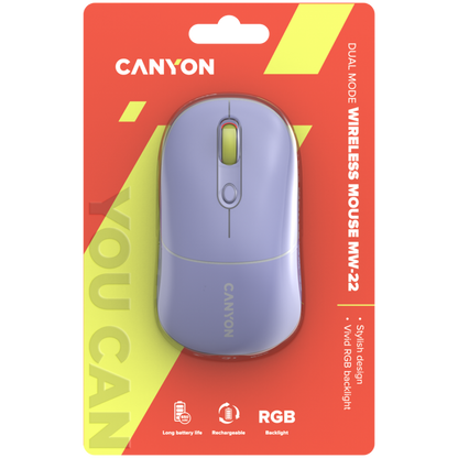Drahtlose 2-in-1-RGB-Maus Canyon MW 22 lila