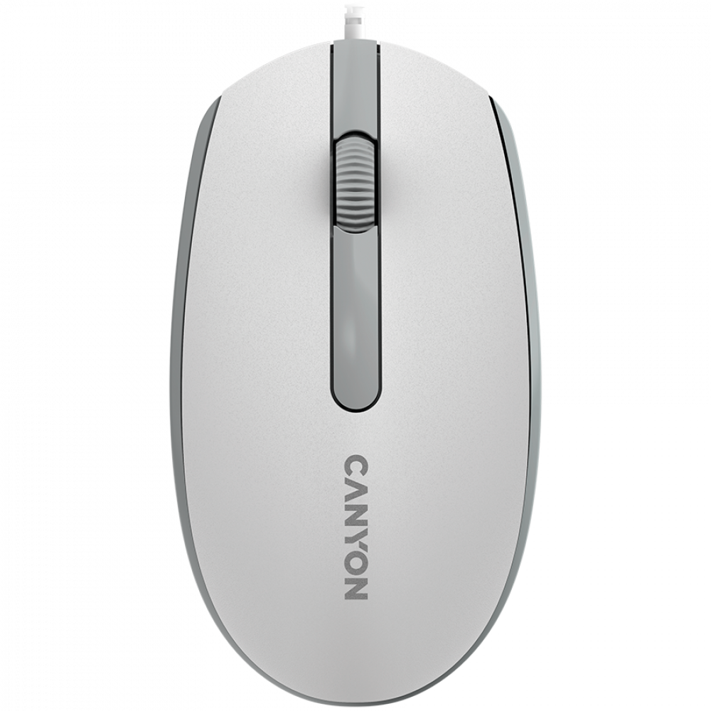 Canyon M-10 Wired Ergonomic Mouse, 1000 DPI, White-Grey