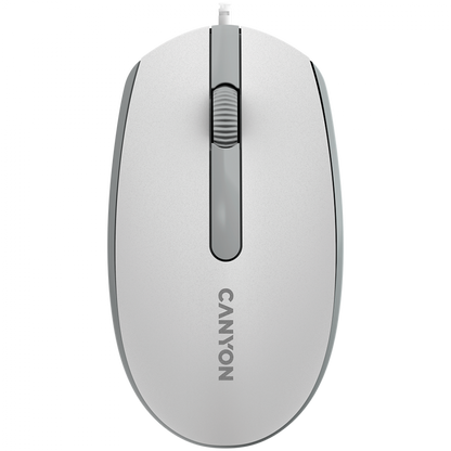 Canyon M-10 Wired Ergonomic Mouse, 1000 DPI, White-Grey