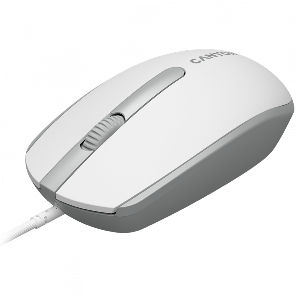 Canyon M-10 Wired Ergonomic Mouse, 1000 DPI, White-Grey