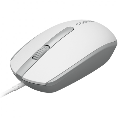 Canyon M-10 Wired Ergonomic Mouse, 1000 DPI, White-Grey