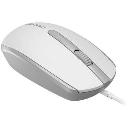Canyon M-10 Wired Ergonomic Mouse, 1000 DPI, White-Grey